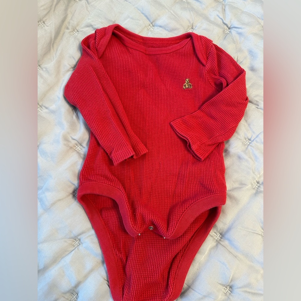 Gap Red Long-Sleeve Thermal Baby One-Piece